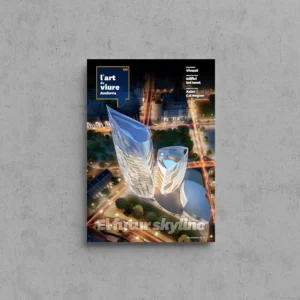 Portada de L'Art de Viure Andorra núm. 122 amb una recreació nocturna d'unes torres de gratacels de disseny orgànic entre avingudes il·luminades, sota el títol El futur skyline.