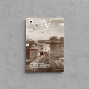 Portada de L'Art de Viure Andorra núm. 145, en to sèpia, amb una borda de pedra rehabilitada i il·luminada en un entorn rural de muntanya, sota el títol Rehabilitació de Cal Gastó.